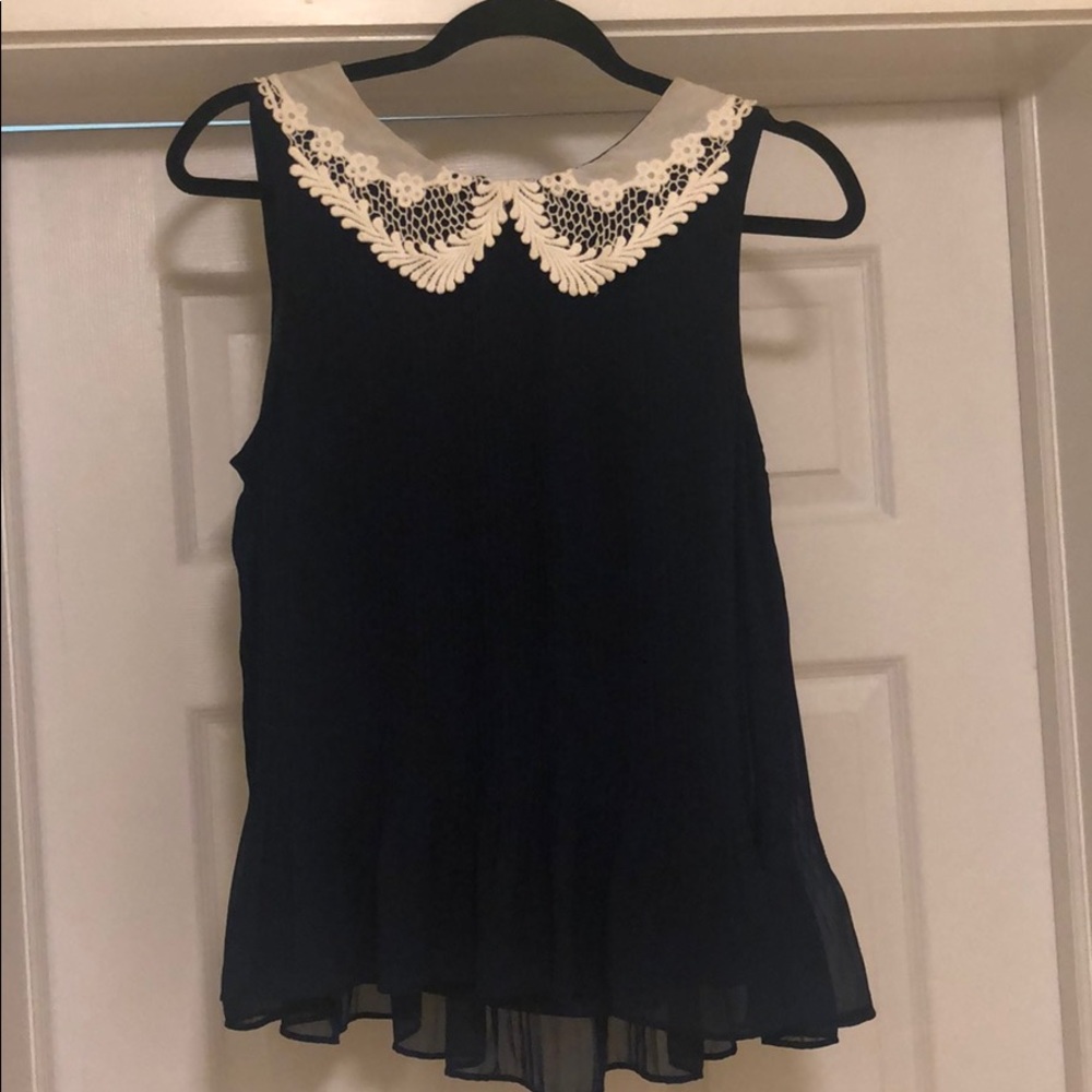 Pleated collared blouse tank